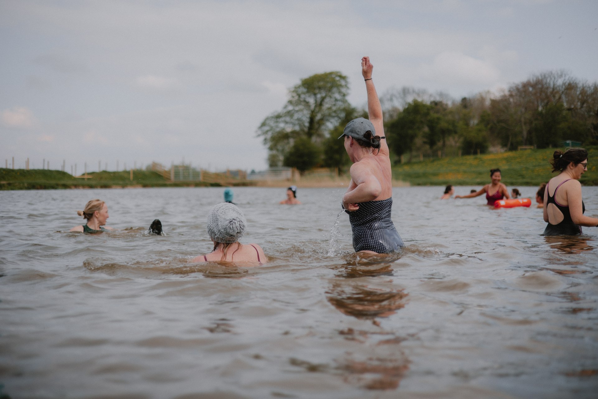 A group enjoying an outdoor swim together